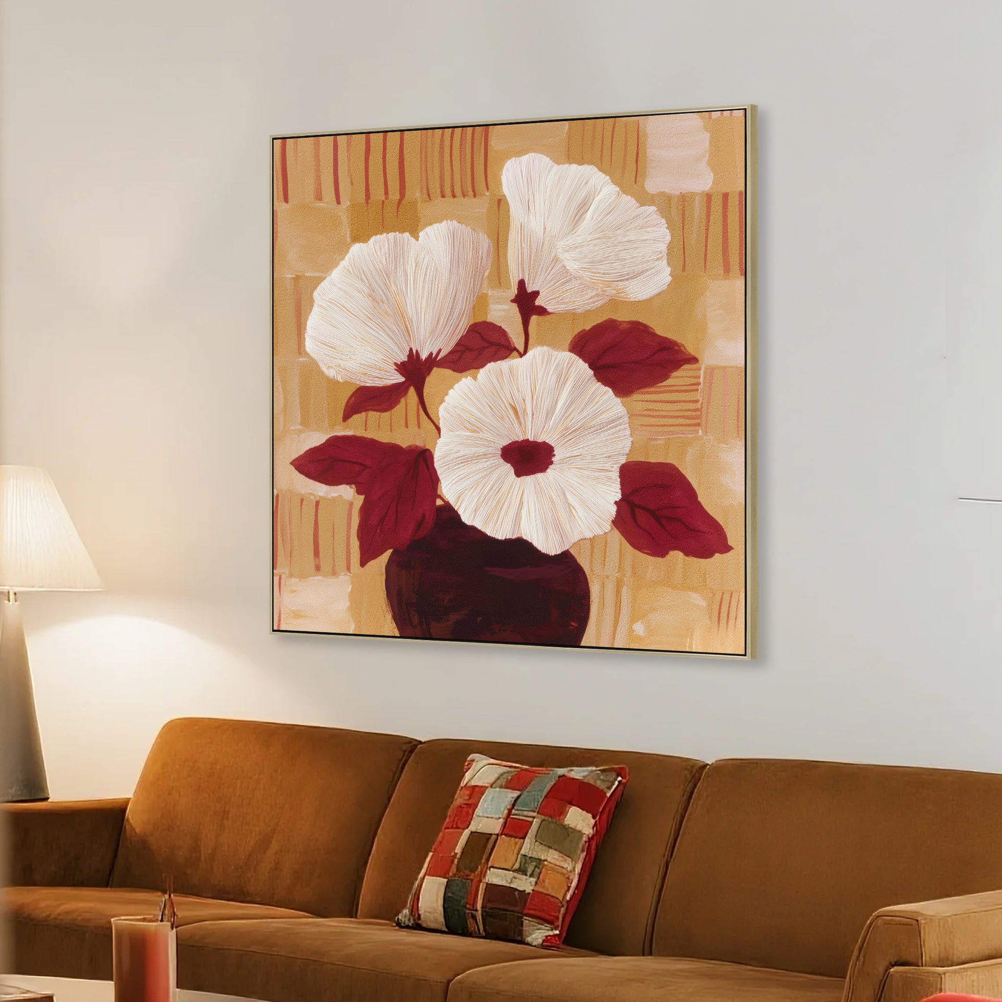 CAR12225-CLO 80 x 80cm Framed Canvas - Natural