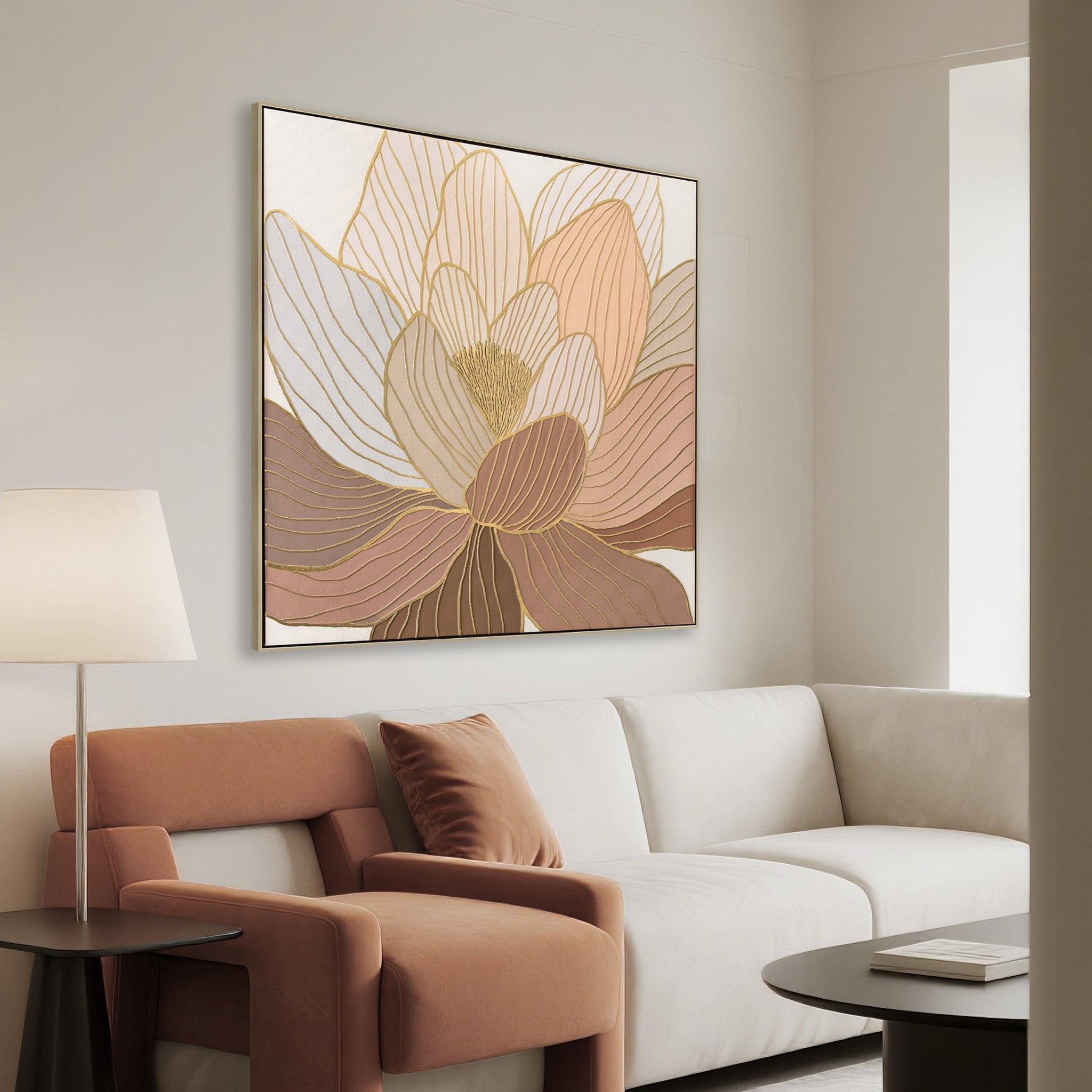 CAR12235-CLO 80 x 80cm Framed Canvas - Natural