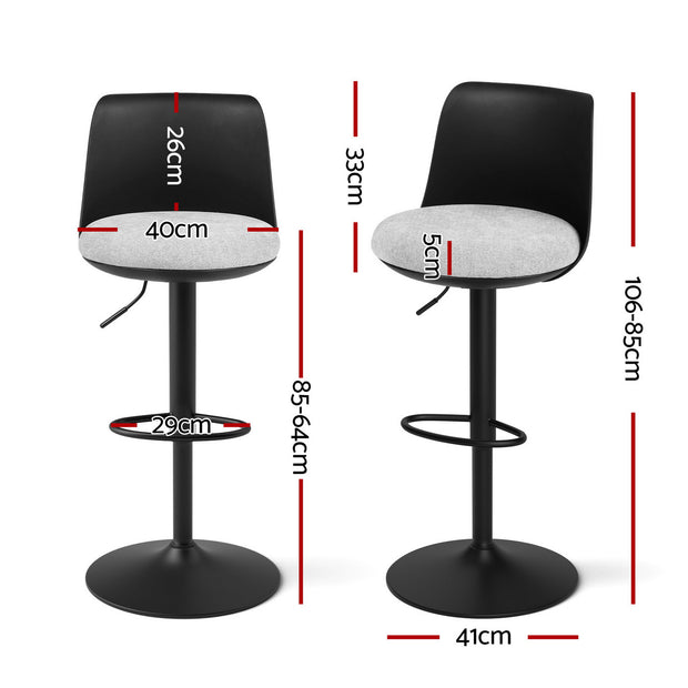 Artiss 4x Bar Stools Kitchen Swivel Gas Lift Counter Dining Chair Curved Black