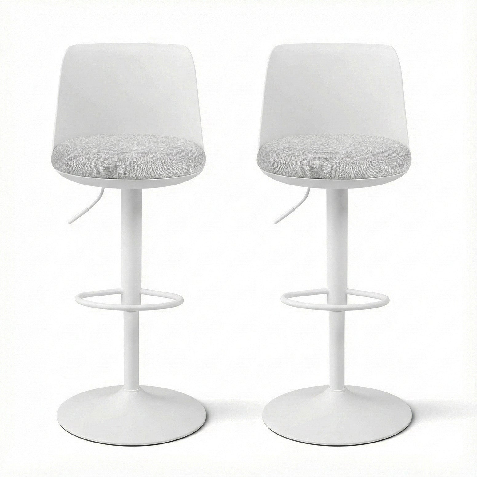 Artiss 2x Bar Stools Kitchen Swivel Gas Lift Counter Dining Chair Curved White