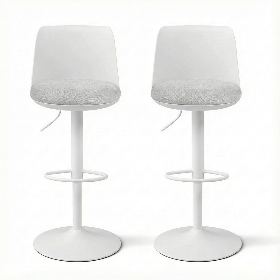 Artiss 2x Bar Stools Kitchen Swivel Gas Lift Counter Dining Chair Curved White