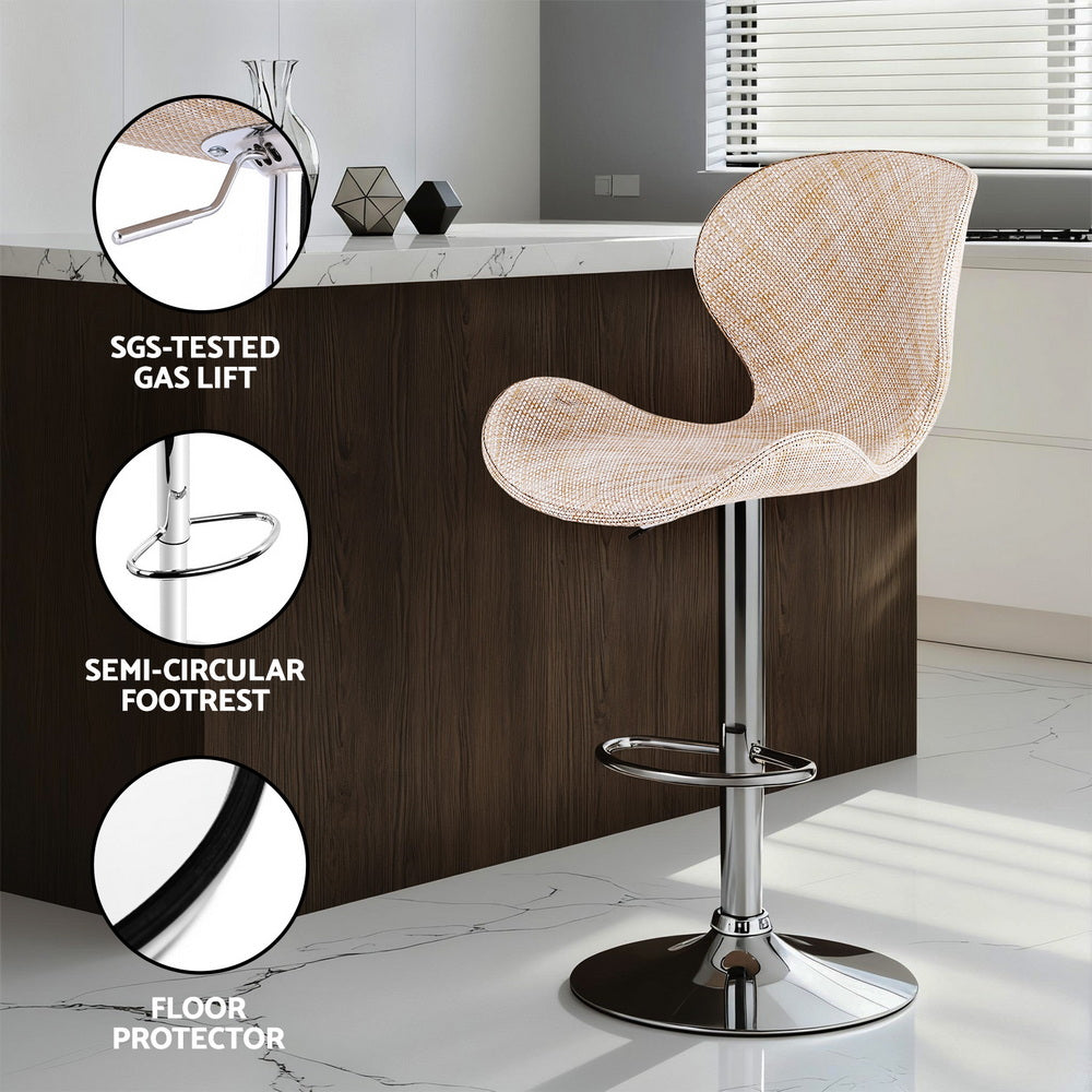 Artiss 4x Bar Stools Kitchen Swivel Gas Lift Counter Chair Wing PE Rattan Beige