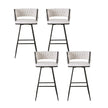 Artiss 4x Bar Stools Kitchen Dining Chair Counter Stool Woven Velvet Metal Ivory