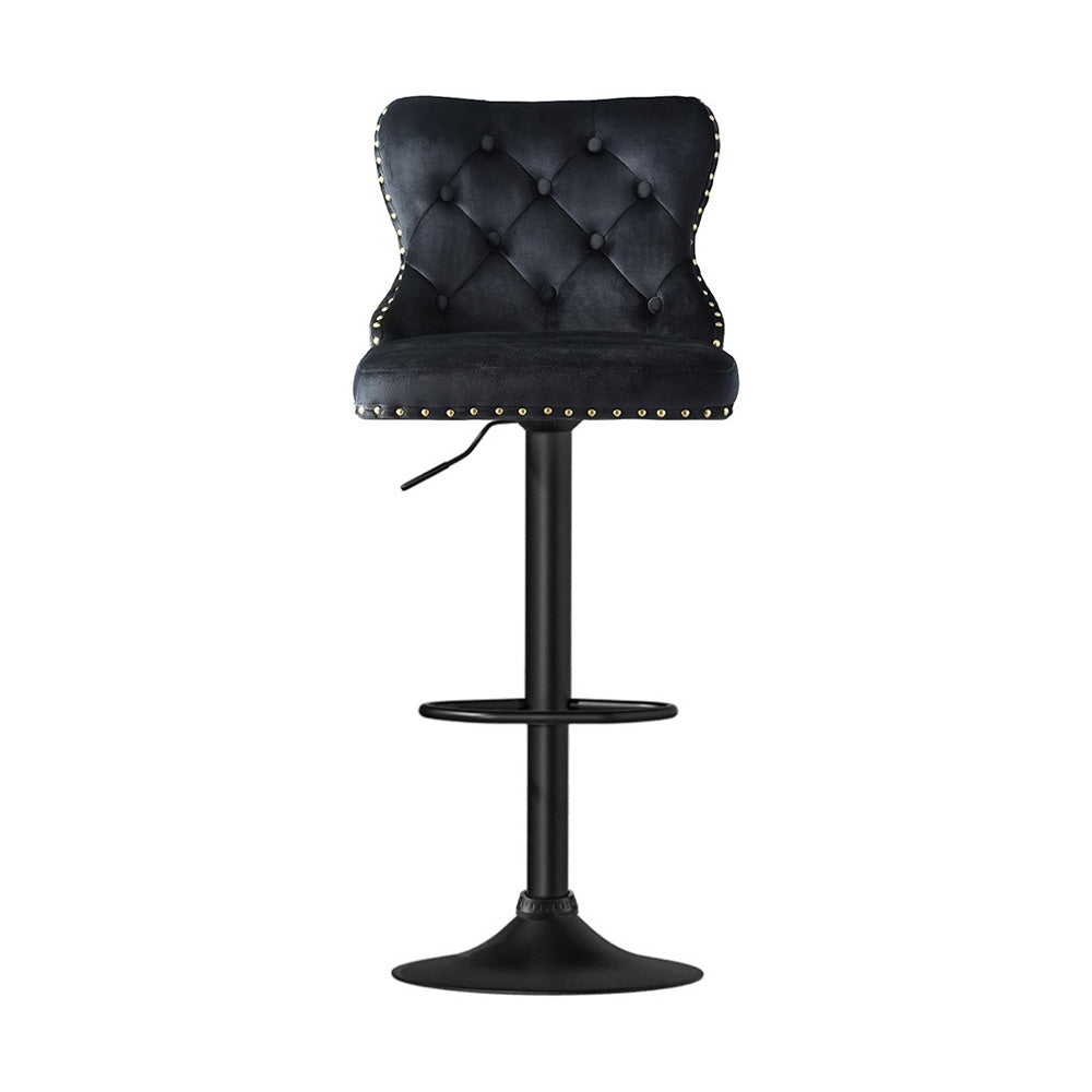 Artiss 1x Velvet Bar Stool Adjustable Height Nailhead Trim Kitchen Counter Stool
