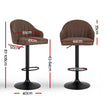 Artiss 2x Bar Stools Kitchen Swivel Gas Lift Counter Chair Shell Leather Brown