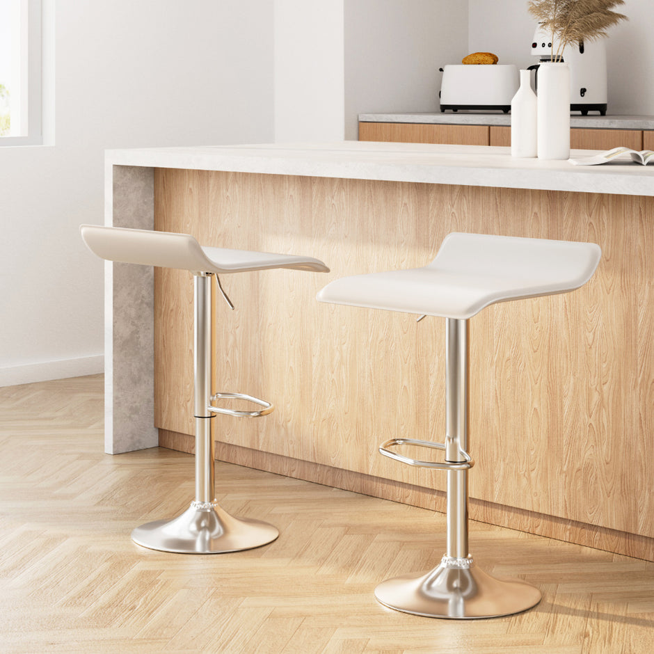 Artiss 2x Bar Stools Faux Leather Chair White