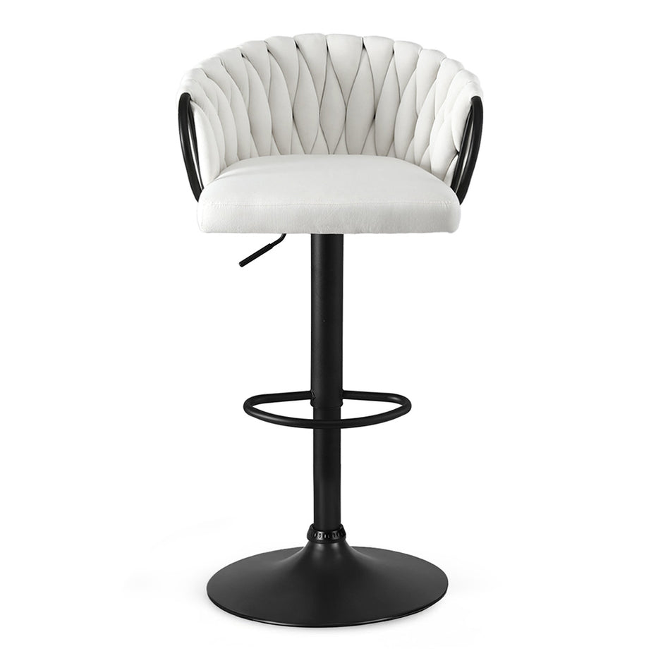 Artiss 1x Bar Stool Single Kitchen Dining Chair Counter Stool Woven Velvet Ivory