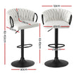 Artiss Bar Stool x2 Kitchen Dining Chair Counter Gaslift Woven Velvet Ivory