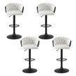 Artiss Bar Stool x4 Kitchen Dining Chair Counter Gaslift Woven Velvet Ivory