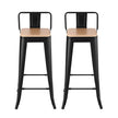 Artiss 2x Bar Stools Kitchen Counter High Chair Dining Stackable Metal Black