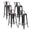 Artiss 4x Bar Stools Kitchen Counter High Chair Dining Stackable Metal Black