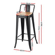 Artiss 4x Bar Stools Kitchen Counter High Chair Dining Stackable Metal Black