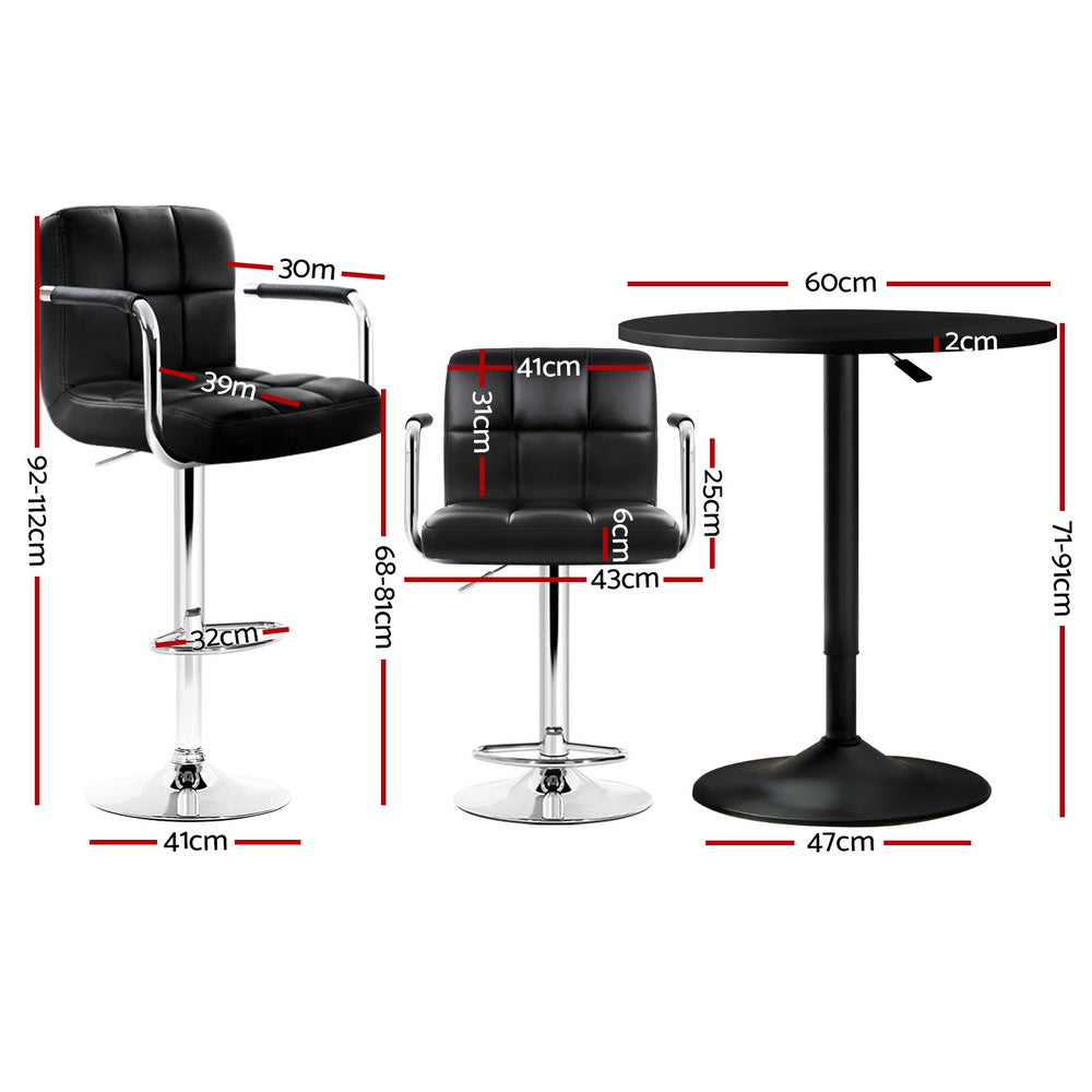 Artiss Bar Table and Stools Set Dining Desk Kitchen Chairs Cafe Pub