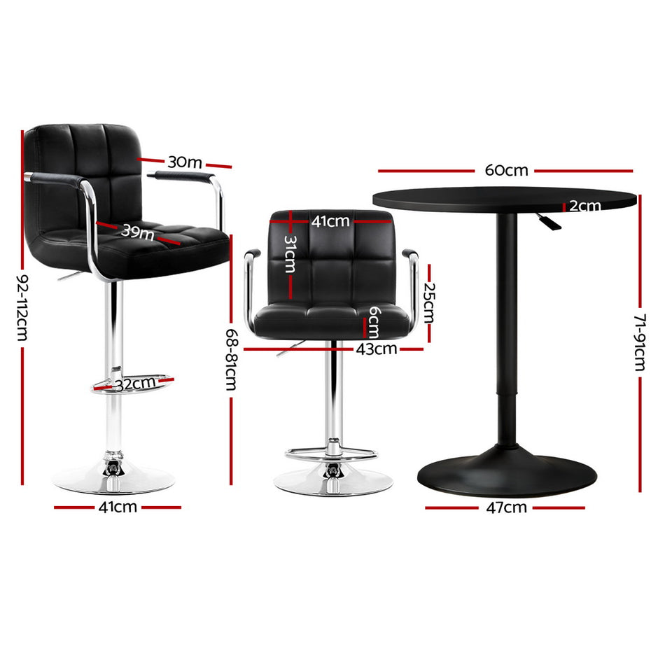Artiss Bar Table and Stools Set Dining Desk Kitchen Chairs Cafe Pub