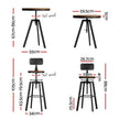 Artiss Bar Table and Stools Set Dining Desk Industrial Kitchen Chairs Cafe Pub