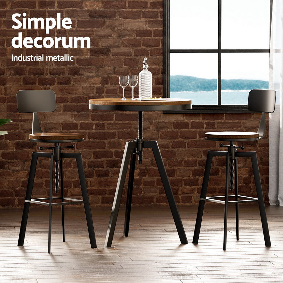 Artiss Bar Table and Stools Set Dining Desk Industrial Kitchen Chairs Cafe Pub