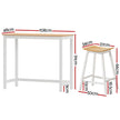 Artiss Bar Table and Stools Set Dining Desk Solid Wood Kitchen Chairs Cafe Pub