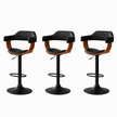 Artiss Bar Stools X3 Kitchen Counter Chair Gas Lift Swivel PU Selina All Black