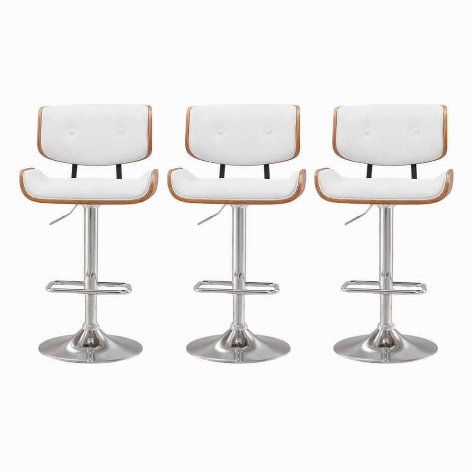 Artiss Bar Stools X3 Kitchen Counter Chair Gas Lift Swivel PU Cherry White