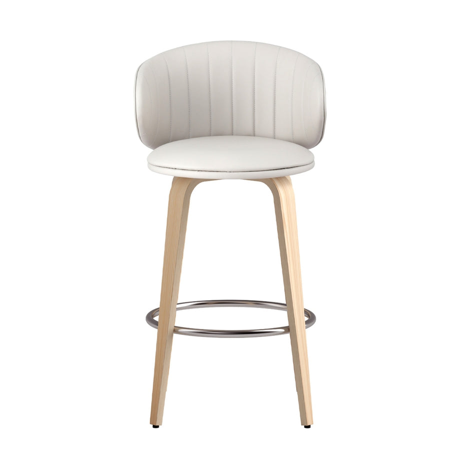 2x Artiss Bar Stools Dining Chairs Contoured Leather Wood Stool