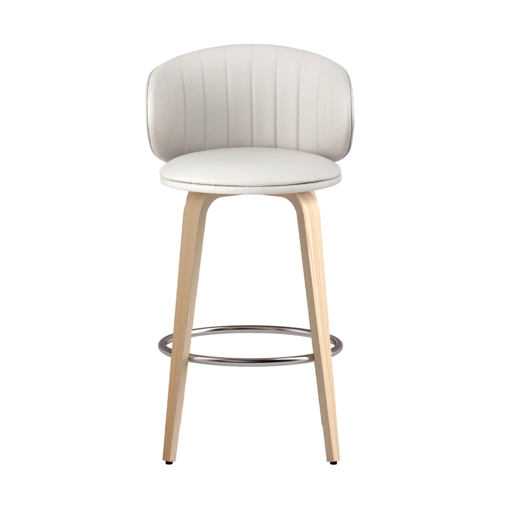 4x Artiss Bar Stools Dining Chairs Contoured Leather Wood Stool