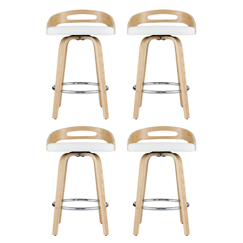 Artiss 4x Bar Stools Swivel Dining Chairs Low Back Counter Seat PU Cushion