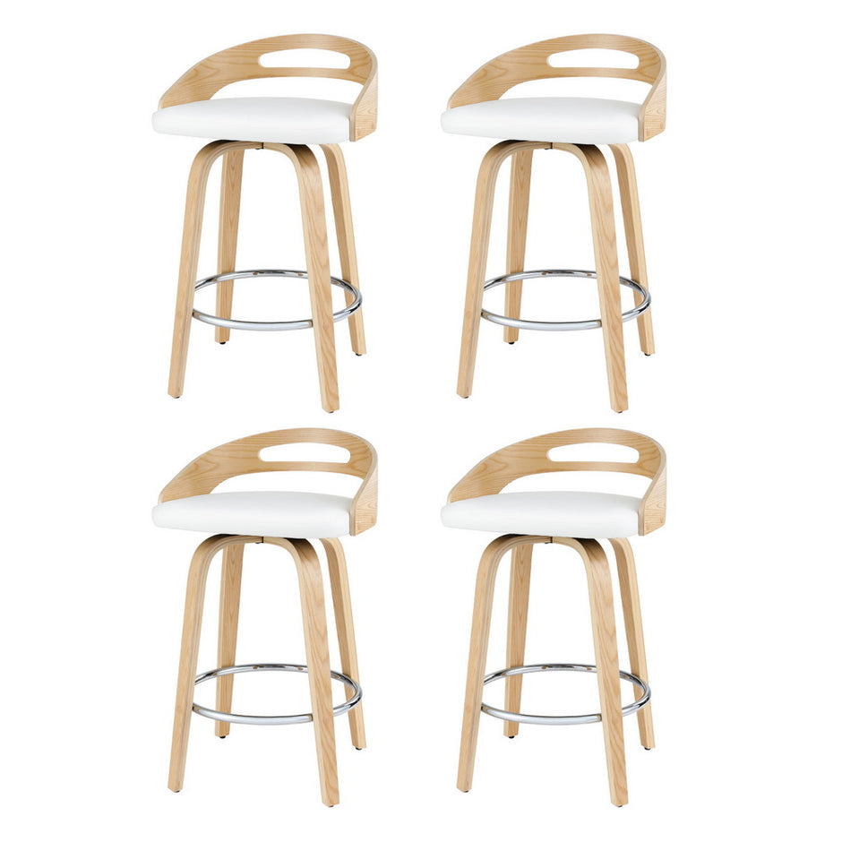 Artiss 4x Bar Stools Swivel Dining Chairs Low Back Counter Seat PU Cushion