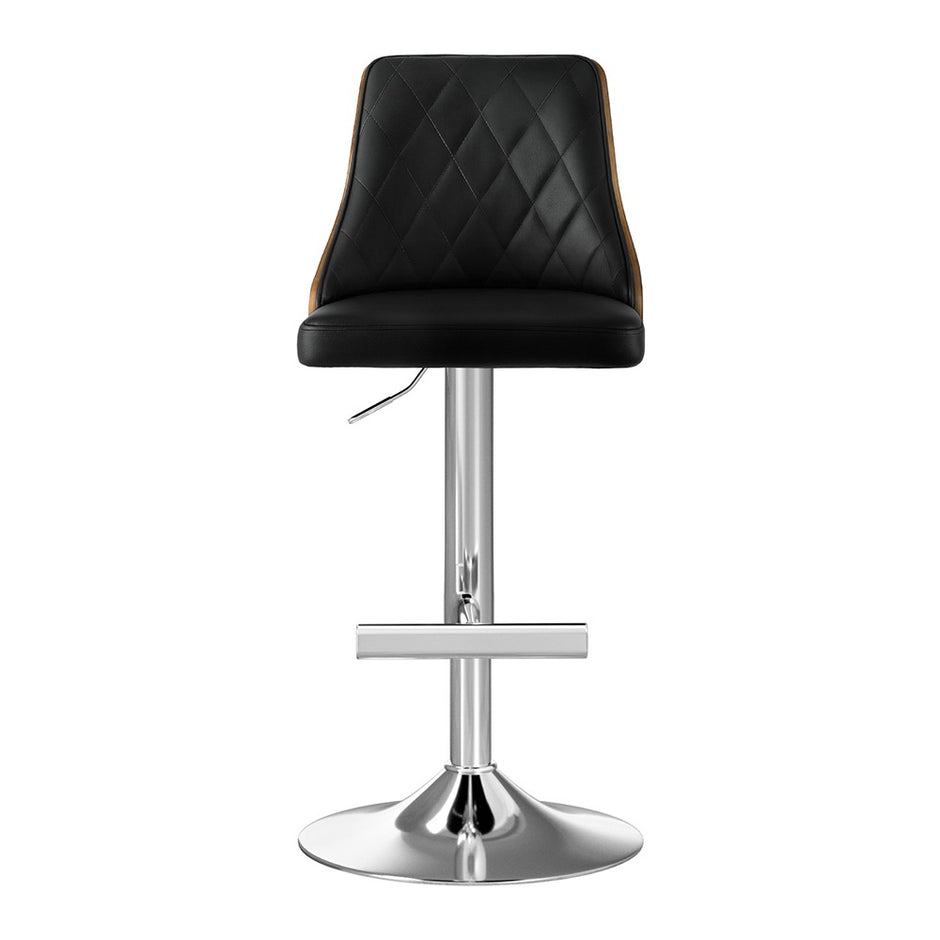 Artiss Bar Stool Bentwood Swivel Adjustable Kitchen Counter Stool Leather Black