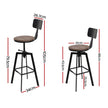 Artiss 4x Bar Stools Kitchen Dining Chairs Adjustable Wood Stool w/Backrest