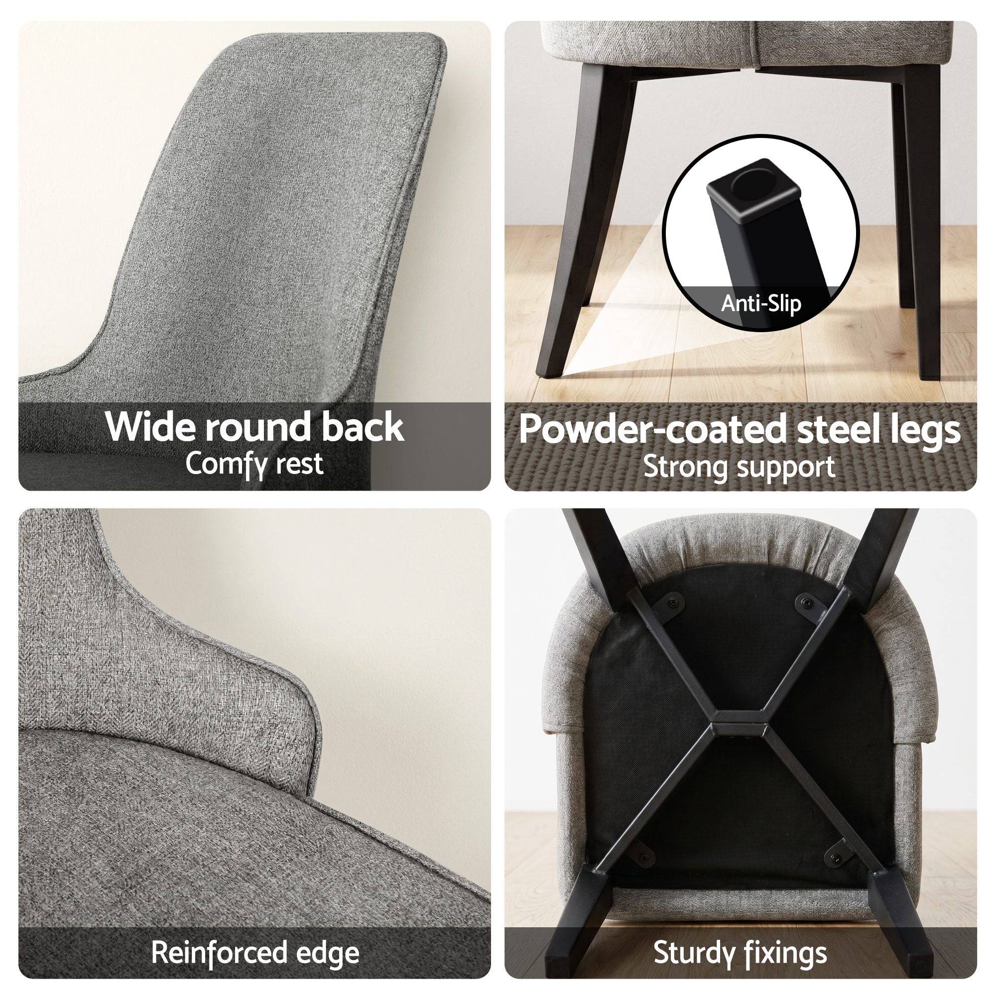 Artiss Dining Chairs Set of 6 Linen Fabric Grey