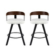 2x Artiss Bar Stools Swivel Kitchen Chairs Metal Legs Bentwood Counter White PU