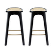 Artiss 2x Bar Stools Rattan Counter Kitchen Dinning Chair Bamboo Saddle Black