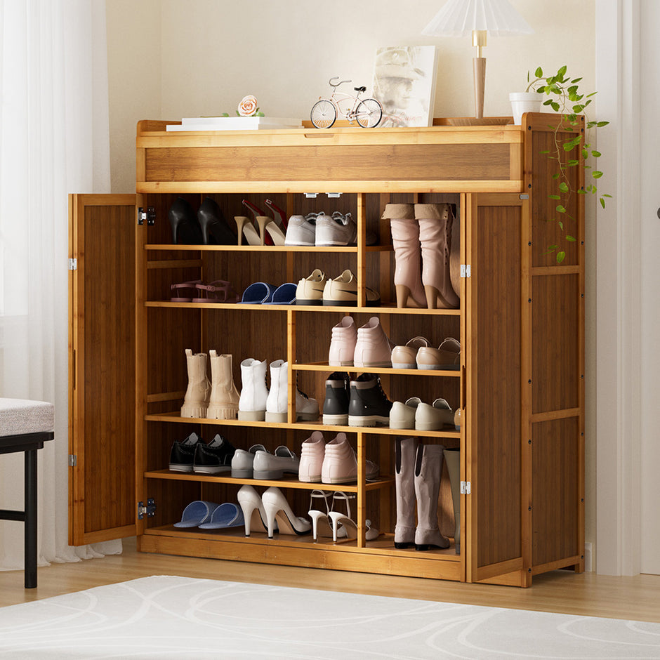 Artiss Shoe Rack Cabinet 30 Pairs Storage Cupboard Bamboo