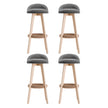 Artiss 4x Bar Stools Padded Linen Wooden Grey