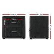 Artiss 2X Bedside Table 2 Drawers Side Table Leather - CADEN Black