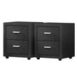 Artiss 2X Bedside Table 2 Drawers Fabric - CADEN Charcoal