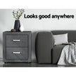 Artiss 2X Bedside Table 2 Drawers Side Table Fabric - CADEN Grey