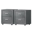 Artiss 2X Bedside Table 2 Drawers Side Table Fabric - CADEN Grey
