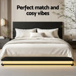 Artiss Bed Frame Queen Size LED Gas Lift Black LUMI