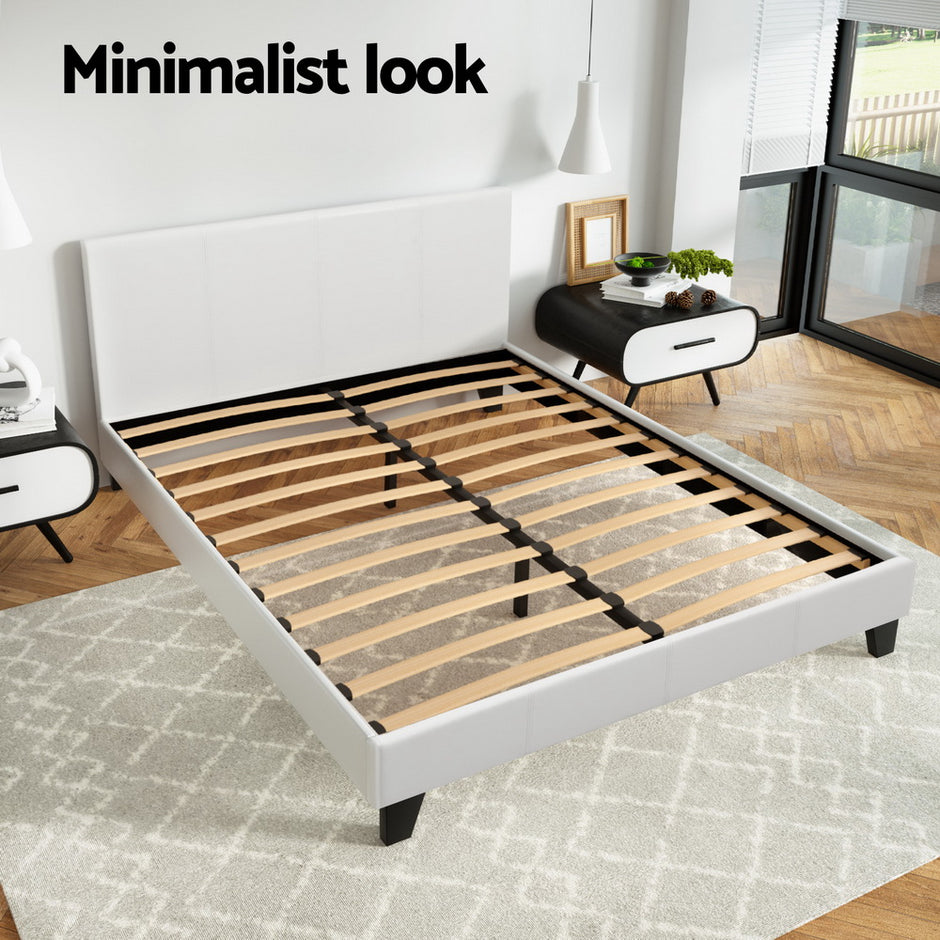 Artiss Bed Frame Double Size White NEO