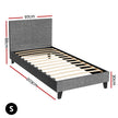 Artiss Bed Frame Single Size Grey NEO