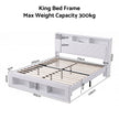 Artiss King Bed Frame with Storage, Charging Station & LED, White