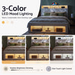 Artiss Queen Bed Frame with Storage Charging Station & LED White