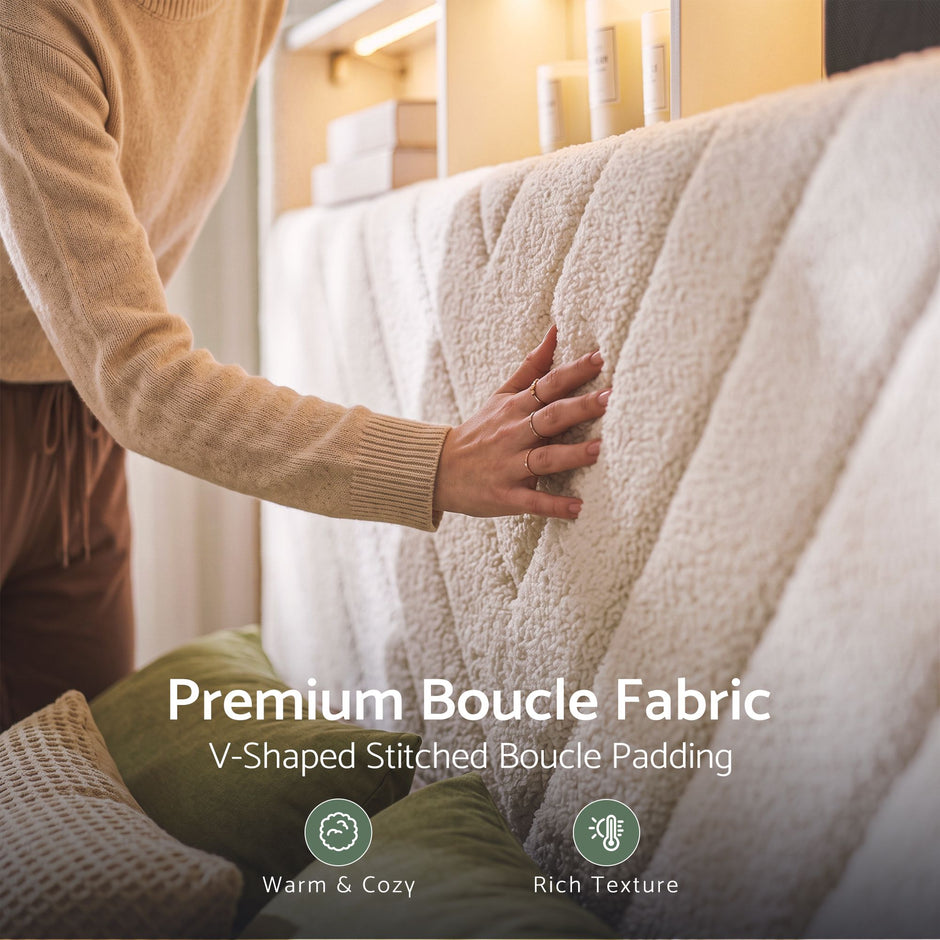 Artiss Queen Bed Frame with Storage Charging Station & LED White