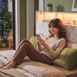 Artiss Queen Bed Frame with Storage Charging Station & LED White