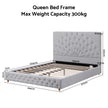 Artiss Queen Bed Frame with Tufted Headboard and Plywood Slats Grey
