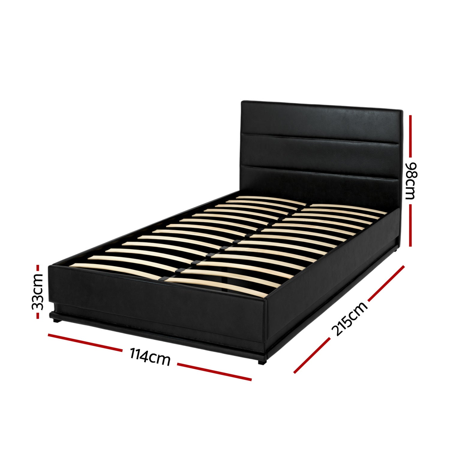 Artiss Bed Frame King Single Size LED Gas Lift Black LUMI