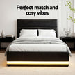 Artiss Bed Frame King Single Size LED Gas Lift Black LUMI