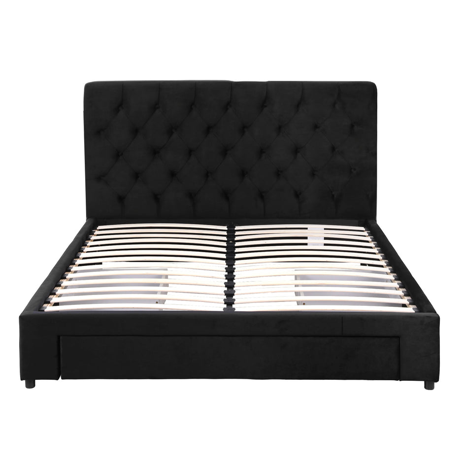 Artiss Double Bed Frame Storage Charging Station Upholstered 3 Drawers USB Type-C