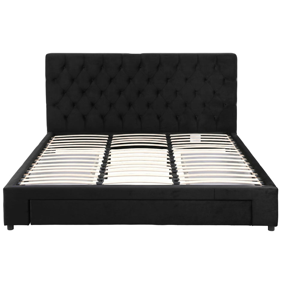 Artiss King Bed Frame Storage Charging Station Upholstered 3 Drawers USB Type-C